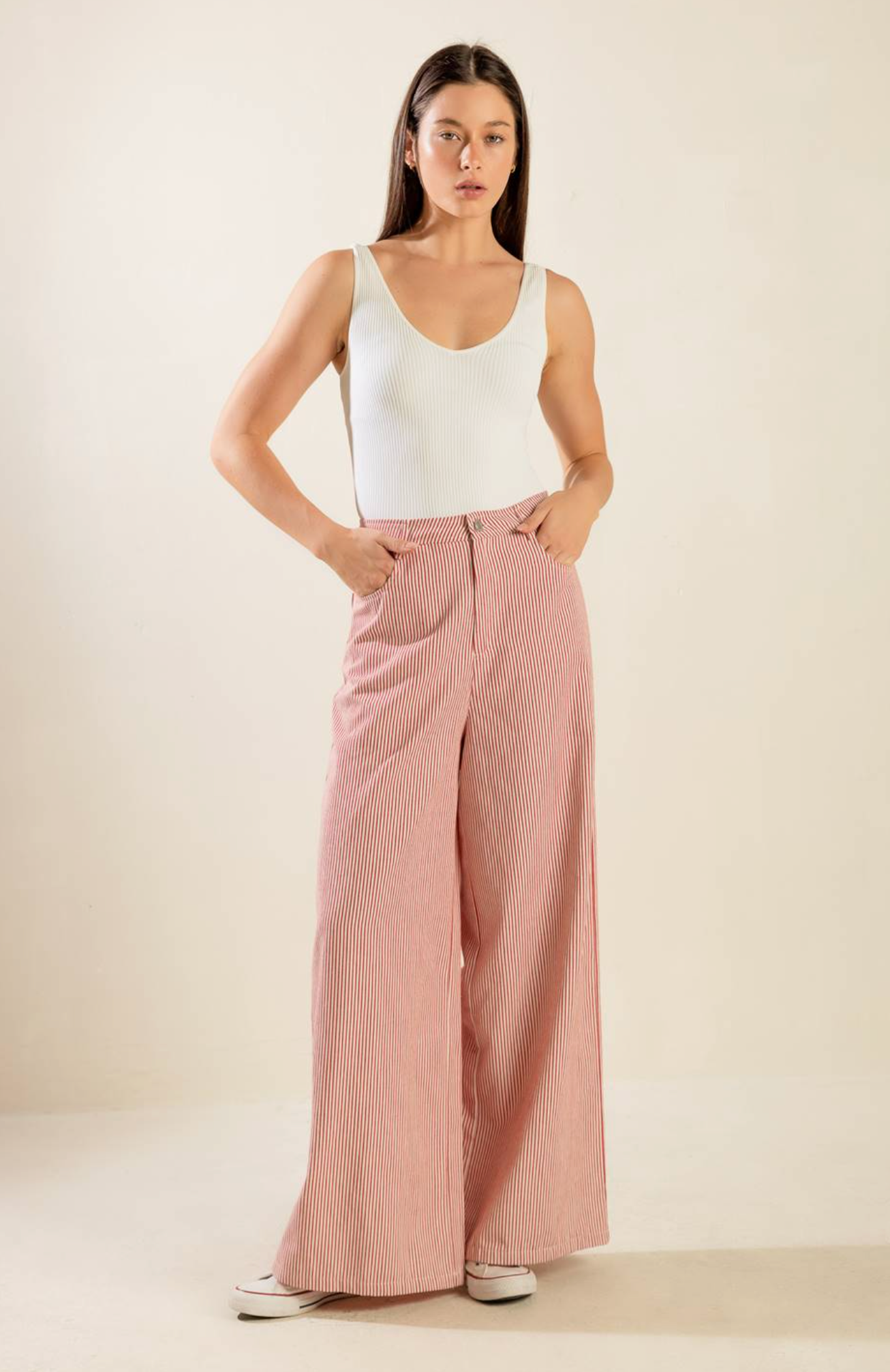 SADIE STRIPED RUFFLE PANT