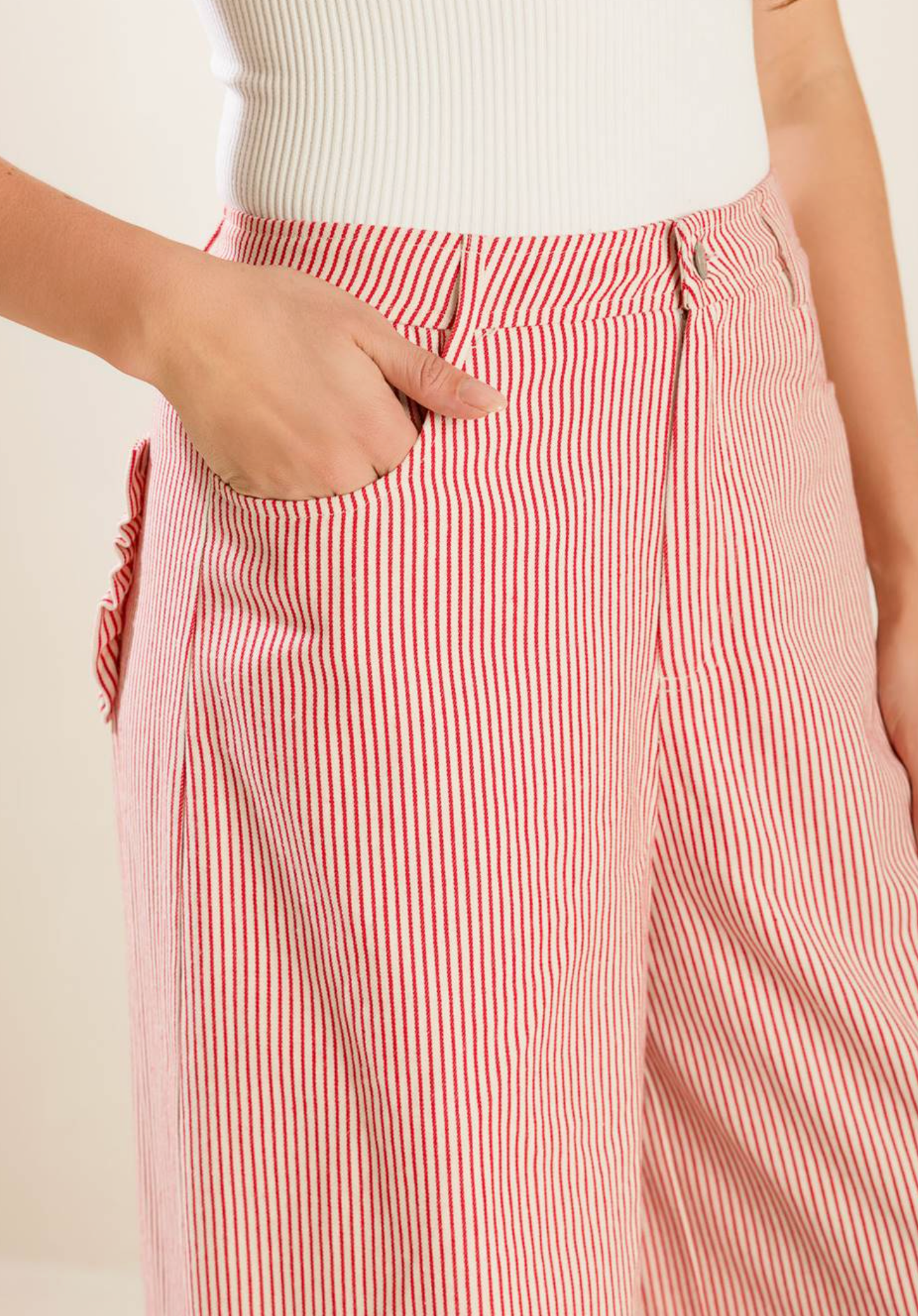 SADIE STRIPED RUFFLE PANT
