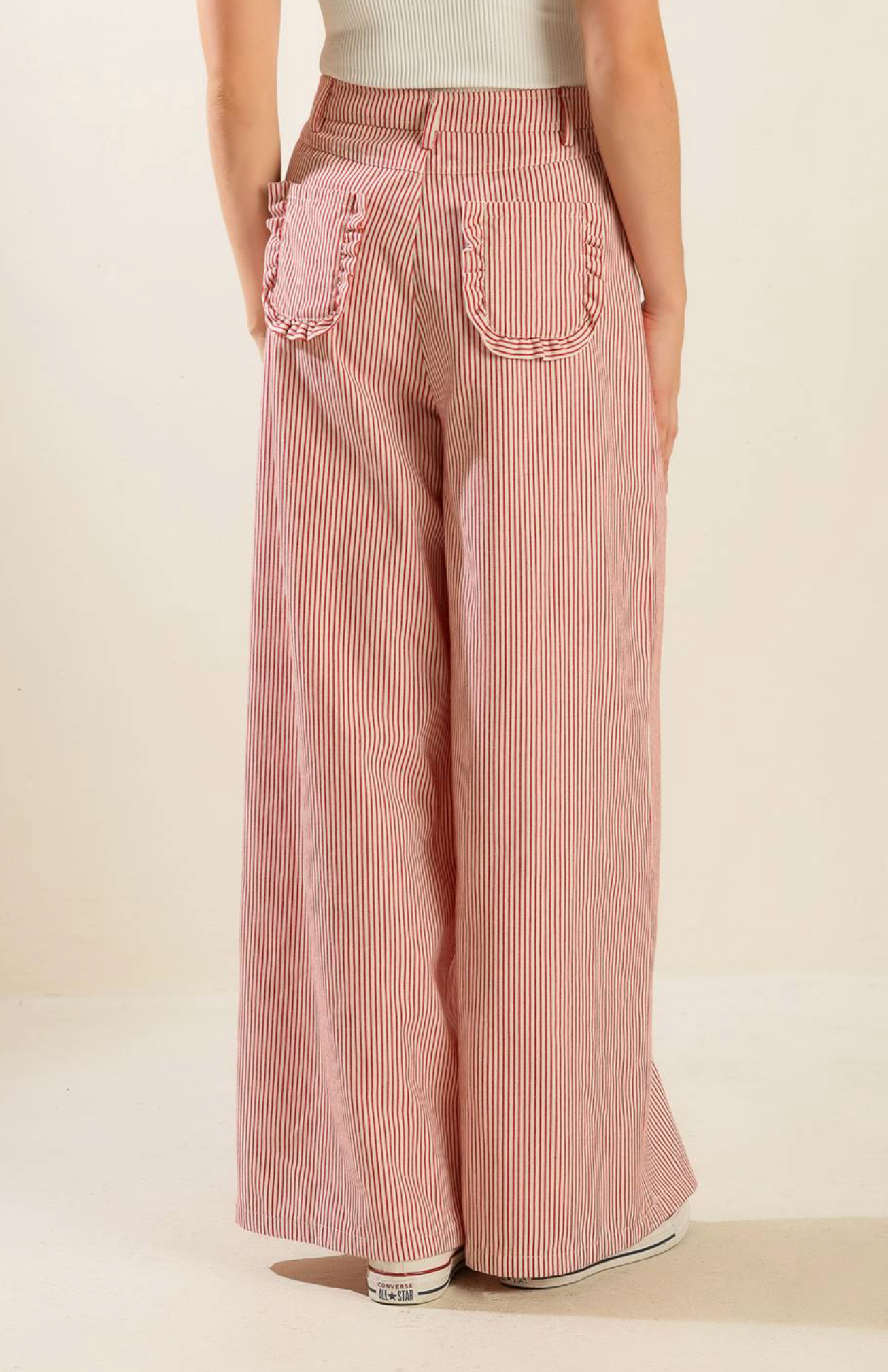 SADIE STRIPED RUFFLE PANT