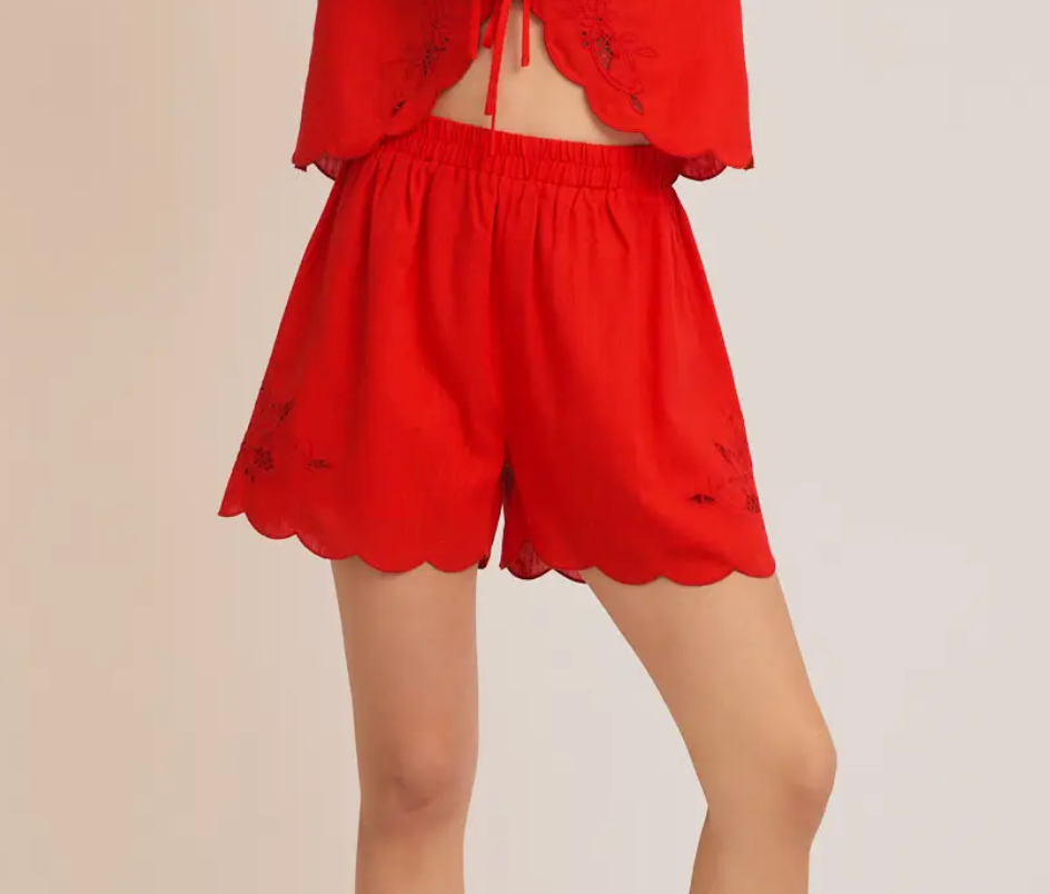 CHARLIE EYELET SCALLOPED SHORT