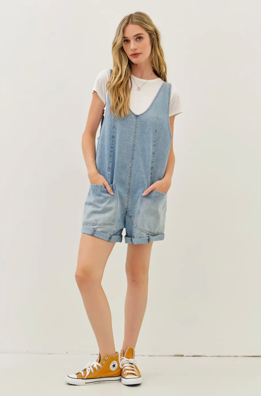 LYDIA RELAXED FIT DENIM OVERALL