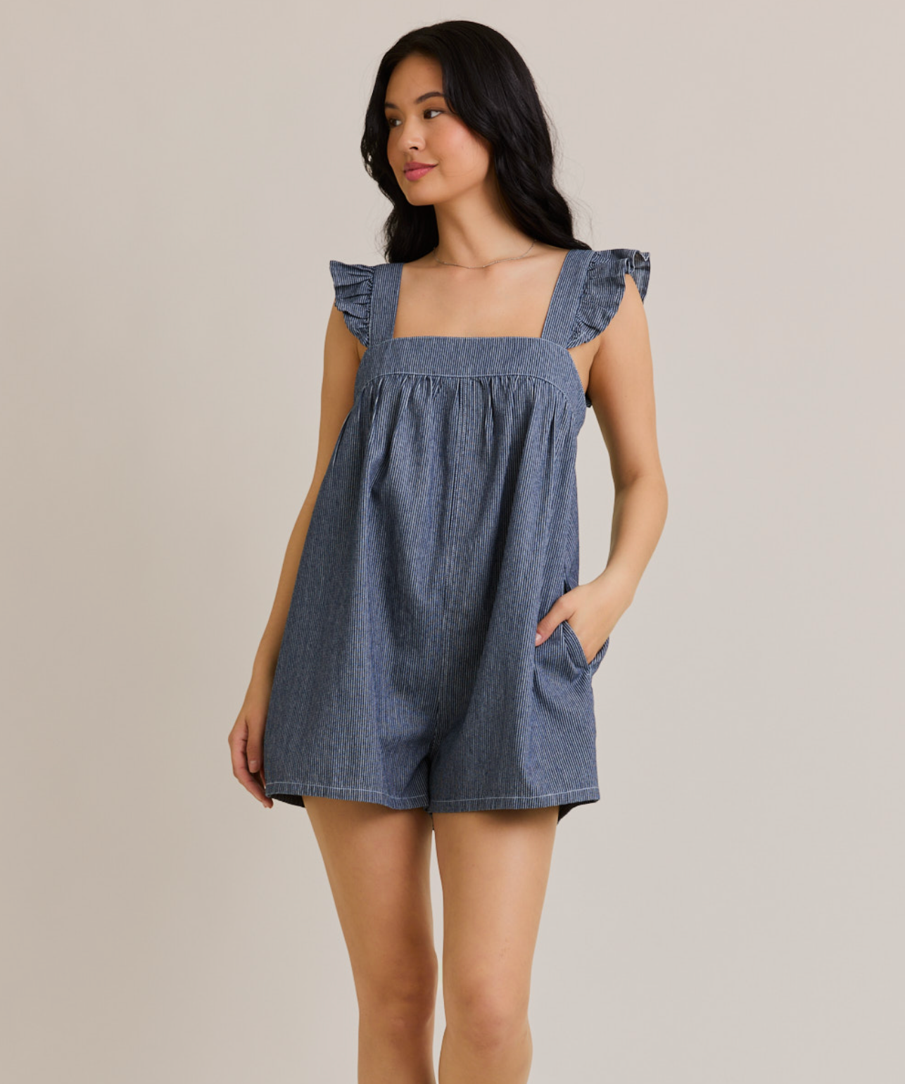 ALIYA PINSTRIPE ROMPER
