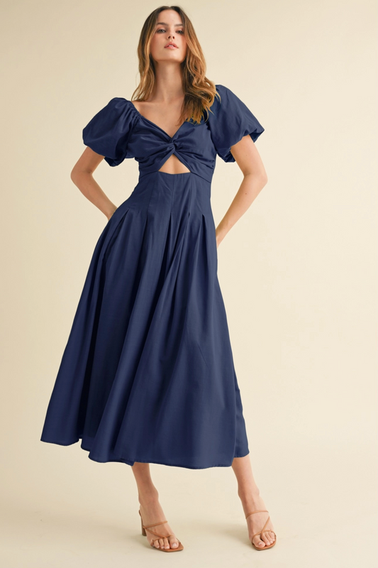 KAYLOR PUFF SLEEVE MIDI DRESS
