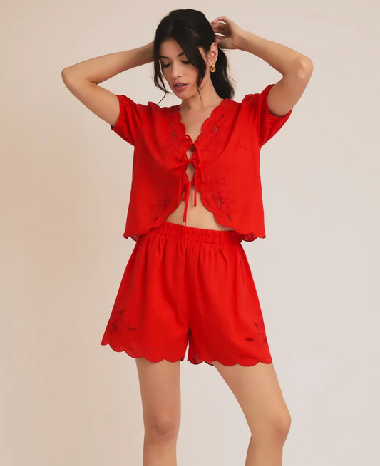 CHARLIE EYELET SCALLOPED SHORT