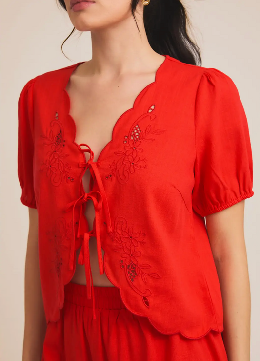 CHARLIE TIE PUFF SLEEVE TOP