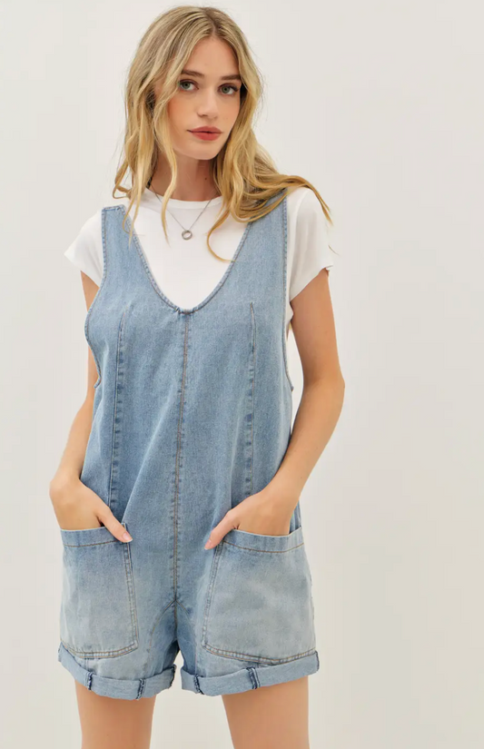 LYDIA RELAXED FIT DENIM OVERALL