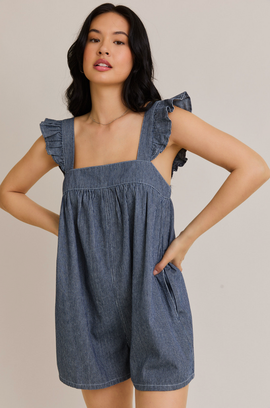 ALIYA PINSTRIPE ROMPER